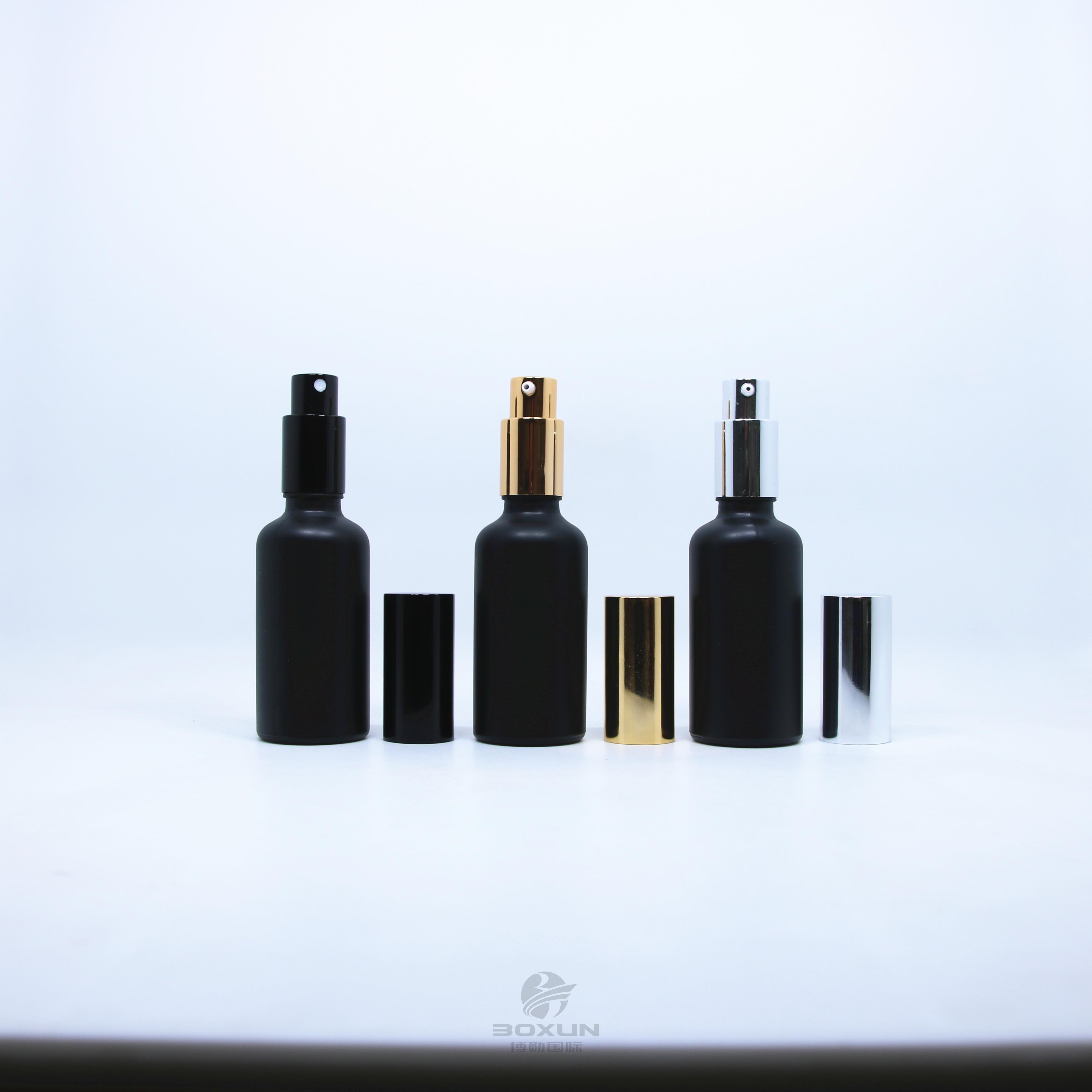 1oz2oz3oz black glass lotion bottle China factory wholesale can be customized