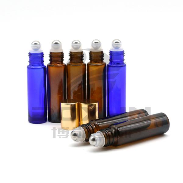 Glass bottle factory direct sale in stock 5ml 10ml 15ml amber blue glass roller ball bottle essential oil perfume bottle