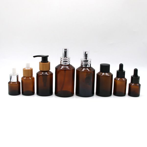 Spot amber shoulder bottle can be equipped with lotion pump spray dropper Cap 